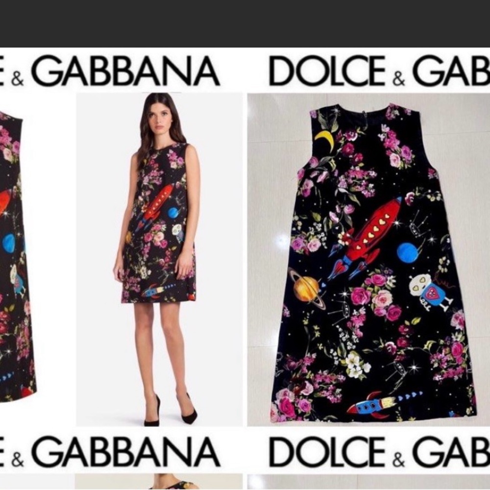 Rocket Ship Floral Print Dress